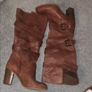 Rust preowned Italian leather boots